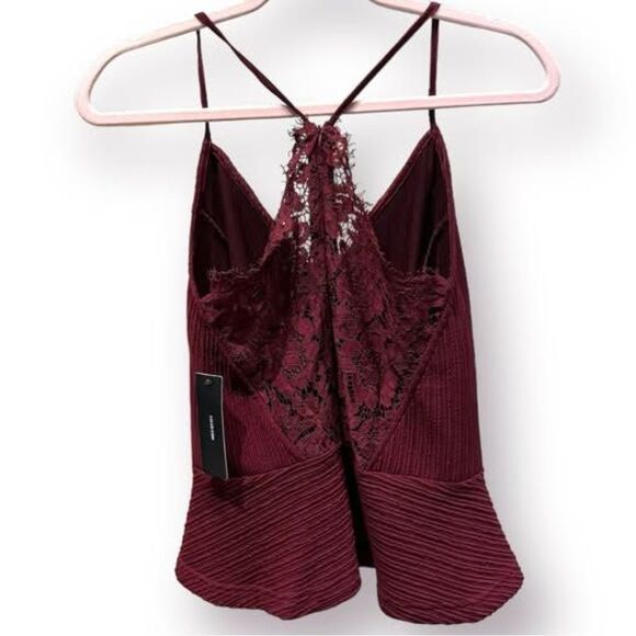 Lulus Perfect Scene Burgundy Lace Peplum Tank Top - Size Large - NWT - Picture 6 of 9